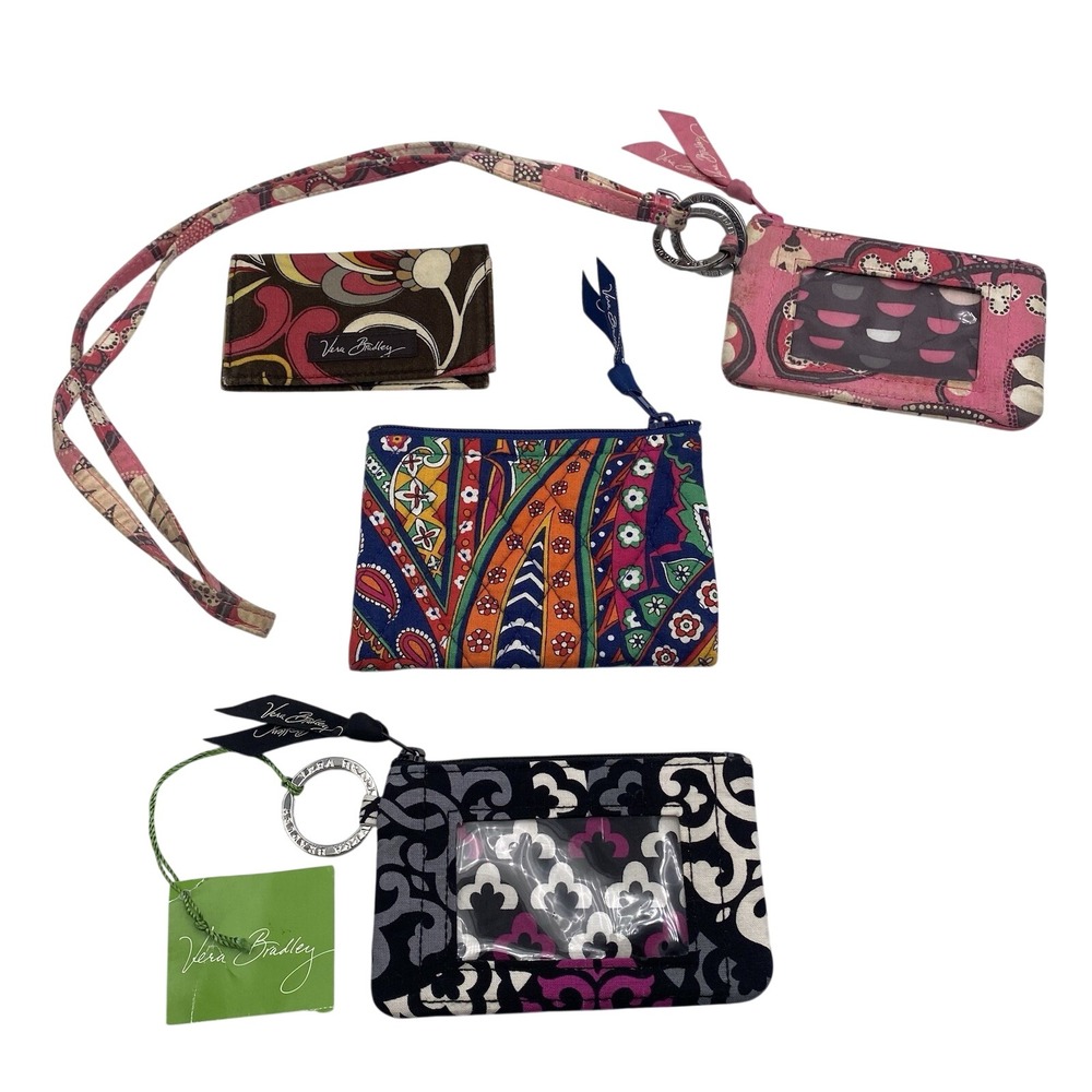 Bundle of‎ 4 Vera Bradley ID Paisley Wristlet Wallet Pouch Card Holders Lot